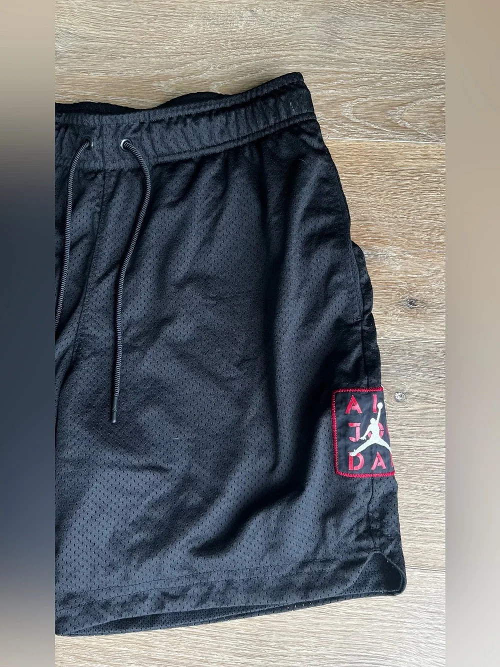 Jordan Black Athletic Mesh Shorts with Red Accent size S